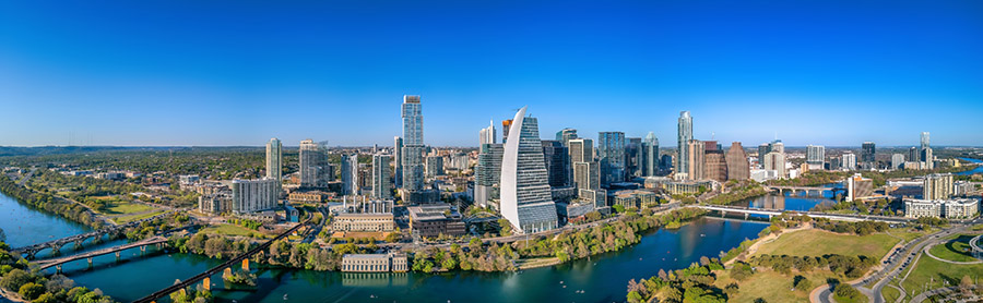 Austin, Texas skyline representing the local roots of Legacy Turf & Greens